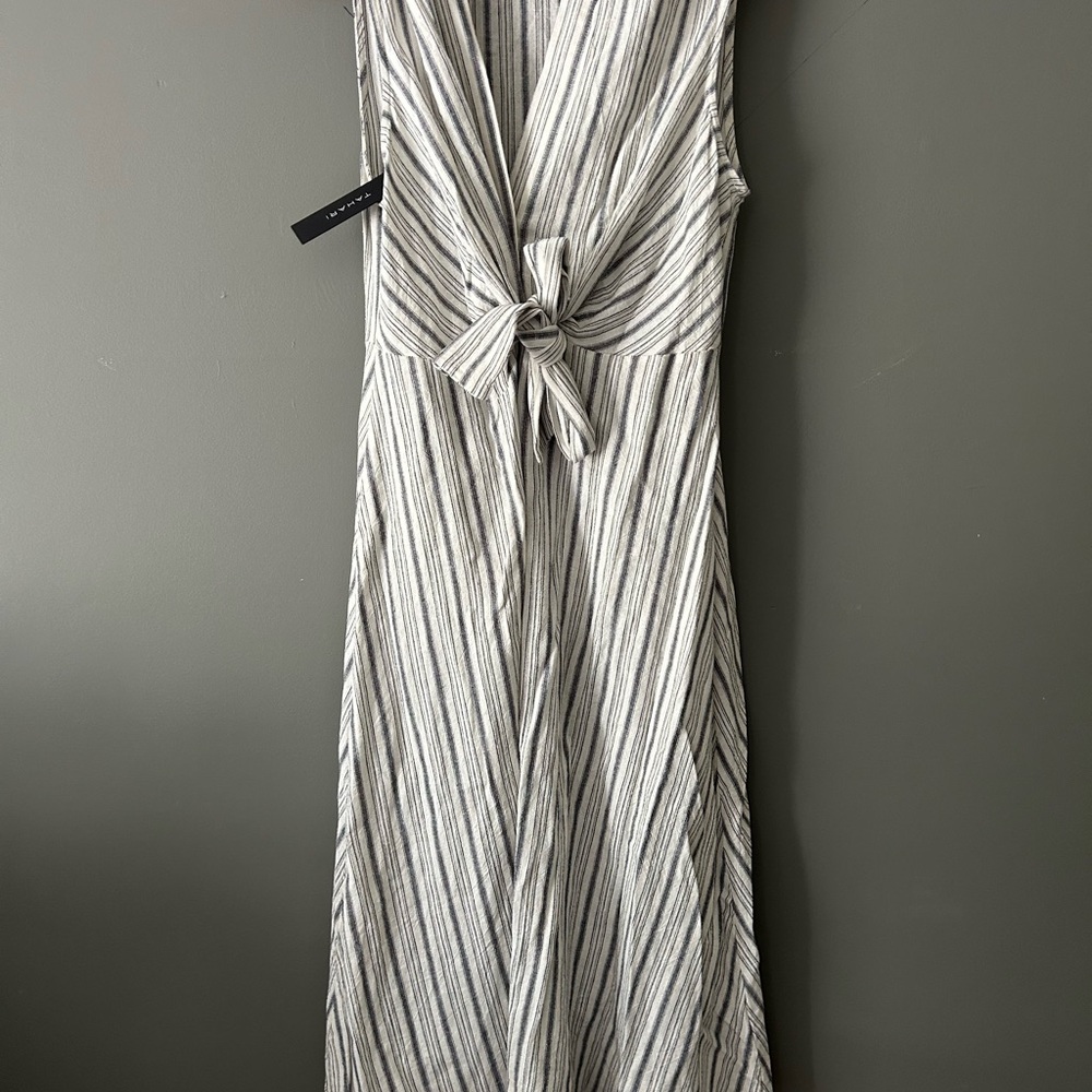 Tahari Monochrome Striped Maxi Dress
